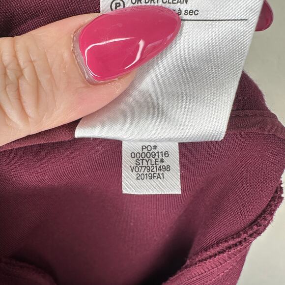 Vince Tapered Stove Pipe Pintuck Seamed Burgundy Ponte Knit Pants Trousers 10 - Picture 14 of 15